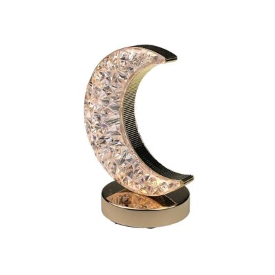 Veioza, Model Lux, AT PERFORMANCE®, Metal si Sticla, Semiluna, 14x18cm, Auriu - Veioze si lampi - atMag.ro