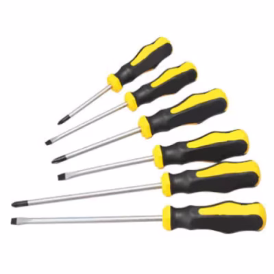 Set 6 Surubelnite, Cap Magnetizat, in cruce, drepte, manere ergonomice, Negru/ Galben - Scule electrice si Unelte - atMag.ro