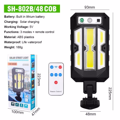 Lampa solara LED, AT PERFORMANCE, 3W, 3 moduri iluminare, Senzor miscare, Telecomanda, Negru - Lampi solare - atMag.ro