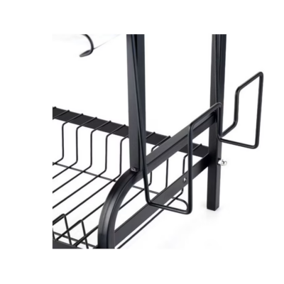 Scurgator metalic pentru vase si tacamuri, 2 niveluri, At Performance, cu suport, Metal, Negru, 53x23.5x39 cm - Scurgator vase - atMag.ro