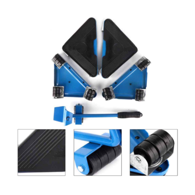 Kit complet pentru mutat si carat mobila, At Performance, reglare 360 grade, greutate maxima 200 kg, otel, albastru - Echipamente pentru transportat si ridicat - atMag.ro