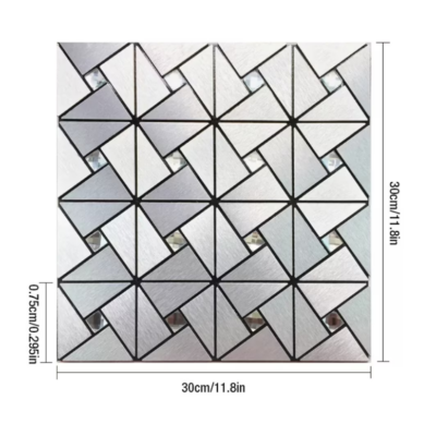 Set x5 Tapet Mozaic, At Performance, decor perete aluminiu si sticla 30*30cm culoare, argintiu - Tapet - atMag.ro