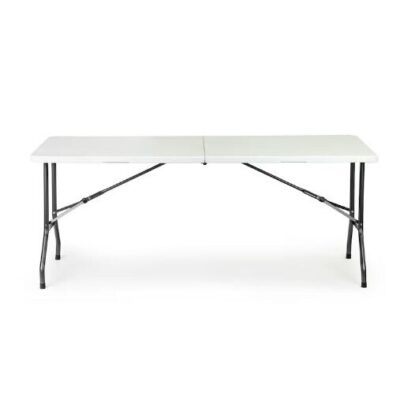 Masa plianta dreptunghiulara politilena, AT PERFORMANCE®, sigurante speciale, cadru din otel, maner transport, sustine 100 kg, 180 x 72 x 70 cm - Mobila gradina & terasa - atMag.ro