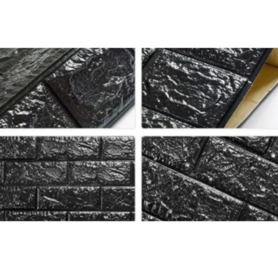 Set 10x Tapet 3D Autocolant Negru, AT PERFORMANCE, design caramida, rezistent la apa, 70cm x 77cm x 0.5 mm - Tapet - atMag.ro