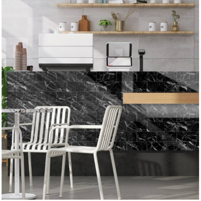 Set 10x Tapet tip Marmura, AT PERFORMANCE®, suprafata acoperire 1.8 mp, autoadeziv, waterproof, usor de montat, design modern, 30x60 cm, Negru - Tapet - atMag.ro