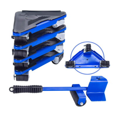 Kit complet pentru mutat si carat mobila, At Performance, reglare 360 grade, greutate maxima 200 kg, otel, albastru - Echipamente pentru transportat si ridicat - atMag.ro