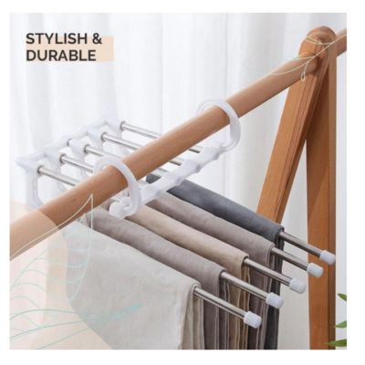 Umeras multiplu, At Performance, pentru pantaloni/prosoape, tip cascada, 2 tipuri de pozitionare, 5 brate extensibile, alb - Cuiere - atMag.ro