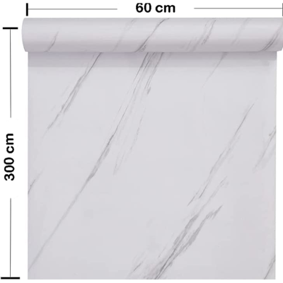 Rola tapet modern, imitatie de marmura At Performance rezistent, la apa, compact, autoadeziv, 60cmx 300 m, alb - Tapet - atMag.ro