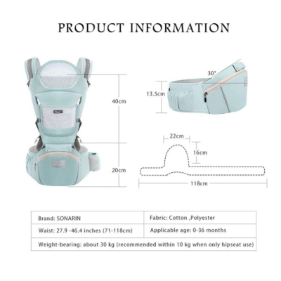 Marsupiu Multifunctional pentru bebelusi cu suport lombar, At Performance, Bumbac, 9 in 1, Varsta 0-36 luni, Verde - Carucioare si sisteme transport bebe - atMag.ro