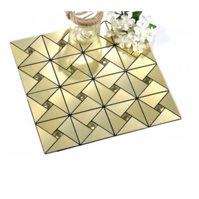 Set x5 Tapet Mozaic, At Performance, decor perete aluminiu si sticla 30*30cm culoare, auriu - Tapet - atMag.ro