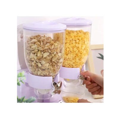 Dozator cu doua recipiente pentru cereale, nuci, orez, AT PERFORMANCE®, 2 l, 33 x 20 x 40 cm, alb - Rasnite si dozatoare condimente - atMag.ro