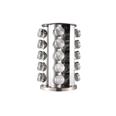 Set 20 recipiente, At Performance, pentru condimente, cu suport inox rotativ, argintiu - Rasnite si dozatoare condimente - atMag.ro