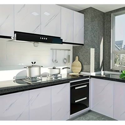 Rola tapet modern, imitatie de marmura At Performance rezistent, la apa, compact, autoadeziv, 60cmx 300 m, alb - Tapet - atMag.ro