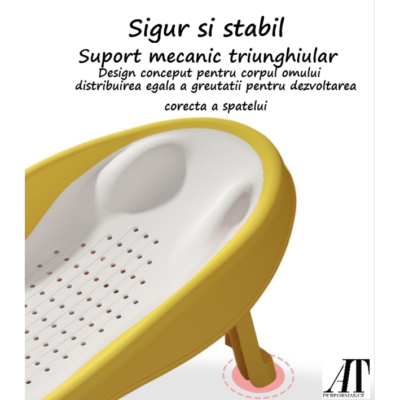 Suport baie copii, At Performance, 53x 28cm x 7cm, 20cm inaitime ridicat, anatomic, Galben - Igiena si ingrijire - atMag.ro