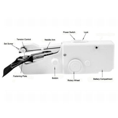 Mini masina de cusut portabila, AT PERFORMANCE, pe baterii, Alba - Aspiratoare, fiare de calcat & masini de cusut - atMag.ro