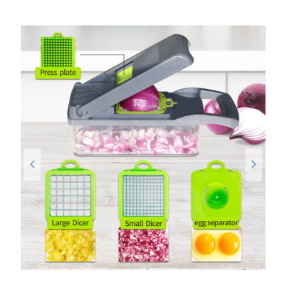 Feliator multifunctional 10n1, At Performance®, Inox, Recipient stocare, Verde/Gri - Feliatoare manuale - atMag.ro