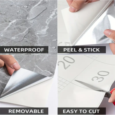 Set 10x Tapet Marmura, AT PERFORMANCE®, suprafata acoperire 1.8 mp, autoadeziv, waterproof, usor de montat, design modern, 30x60 cm, bej - Tapet - atMag.ro