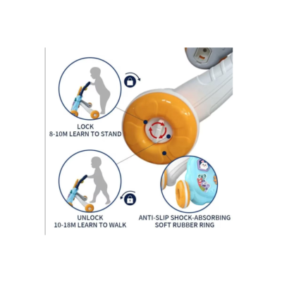 Antemergator Multifunctional 2 in 1, AT PERFORMANCE®, cu Activitati Interactive, Tabla Detasabila de Desenat, Sortator cu Forme, Panou Interactiv, Roti Antiderapante, Blue Breeze - Carucioare si sisteme transport bebe - atMag.ro