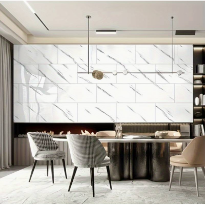 Set 10x Tapet Marmura, AT PERFORMANCE®, suprafata acoperire 1.8 mp, autoadeziv, waterproof, usor de montat, design modern, 30x60 cm, Alb - Tapet - atMag.ro