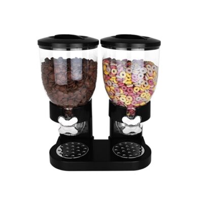 Dozator cu doua recipiente pentru cereale, nuci, orez, AT PERFORMANCE®, 2 l, 33 x 20 x 40 cm, negru - Rasnite si dozatoare condimente - atMag.ro