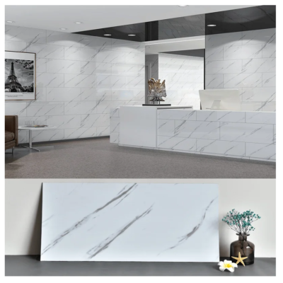 Placa de tapet x 10 lucios, At Performance, impermeabil, Autoadeziv, usor de curatat, 30x60 cm, Marmura alba - Placi decorative - atMag.ro