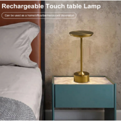 Lampa Led din metal, pentru Restaurante, Mese, Hoteluri, Birouri, reincarcabila prin USB, cu touch, Gold - Veioze si lampi - atMag.ro
