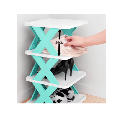 Pantofar, AT PERFORMANCE®, cu 6 rafturi, modular, alb / BLUE - Organizatoare imbracaminte si incaltaminte - atMag.ro