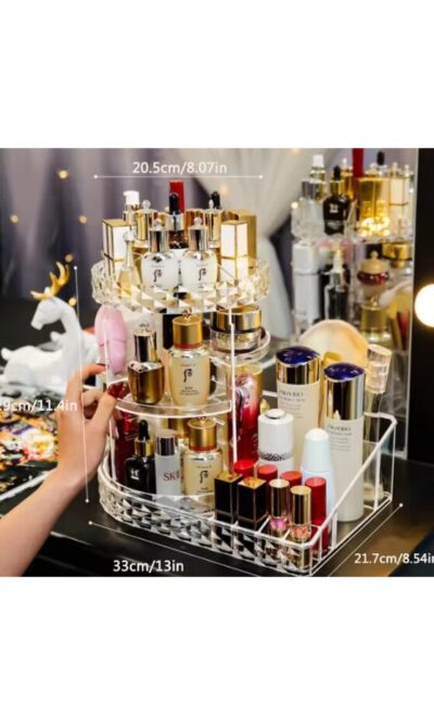 Organizator de machiaj, AT PERFORMANCE®, Cutie de depozitare transparenta pentru cosmetice, Organizator Stand de afisare, din plastic, rotativ la 360 de grade - Altele - atMag.ro