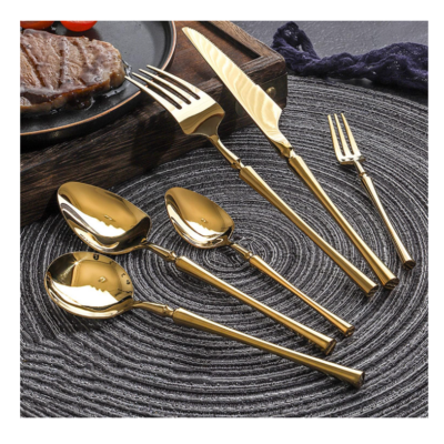 Set de tacamuri At Performance, 24 piese, din otel inoxidabil, Auriu Lucios - Tacamuri si seturi - atMag.ro