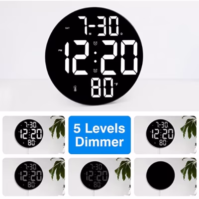 Ceas led, 3 culori afisaj, cu alarma, data/ luna, termometru, Cablu USB, Telecomanda, Memorare timp, suport birou si perete, 2 Alarme, Carcasa Negru - Ceasuri decorative - atMag.ro