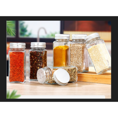 Set 12 Borcane de sticla pentru condimente, AT PERFORMANCE®, cu etichete, palnie, perie de curatare, marker - Rasnite si dozatoare condimente - atMag.ro
