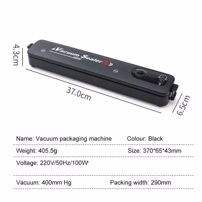 Aparat pentru Vidare si Sigilare pungi, Vacuum Sealer, 90W, 220V, portabil, negru - Aparate de vidat și folii - atMag.ro