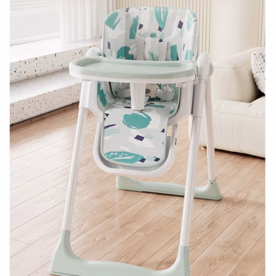 Scaun de masa bebe, At Performance, Pliabil, Inaltime ajustabila 5 pozitii, 4 roti, Structura otel, verde - Articole hranire bebelusi - atMag.ro