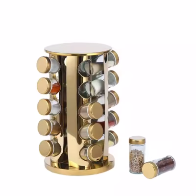 Set 20 de recipiente AT PERFORMANCE®, pentru condimente cu suport rotativ, inox, 33,5 x 23 x 23 cm. - Bucatarie si Servire - atMag.ro